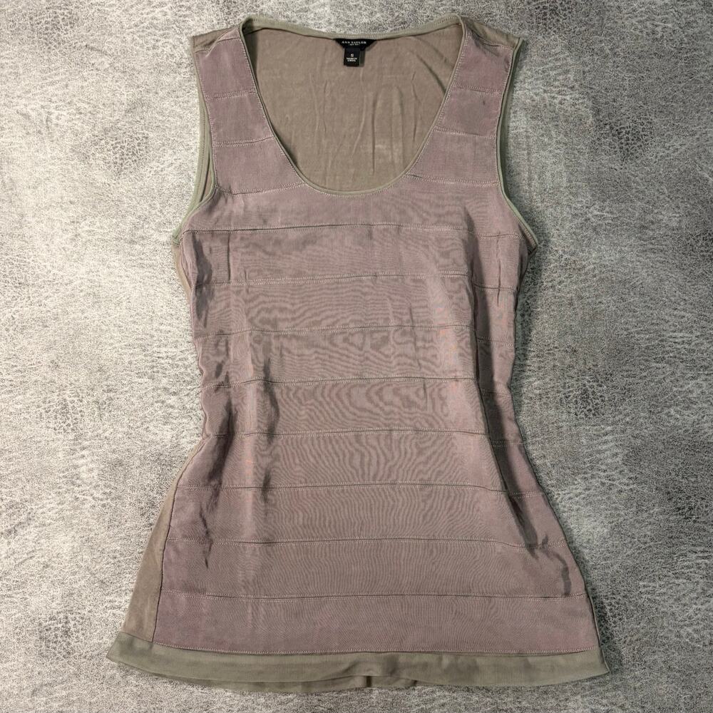Ann Taylor Gray Striped Tank Top